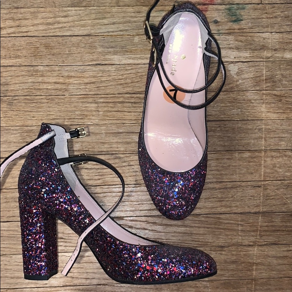Kate Spade glitter heels - worn once - like new